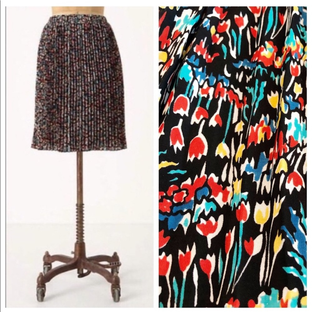 ANTHROPOLOGIE TABITHA Georgetta Floral Pleated Skirt S
